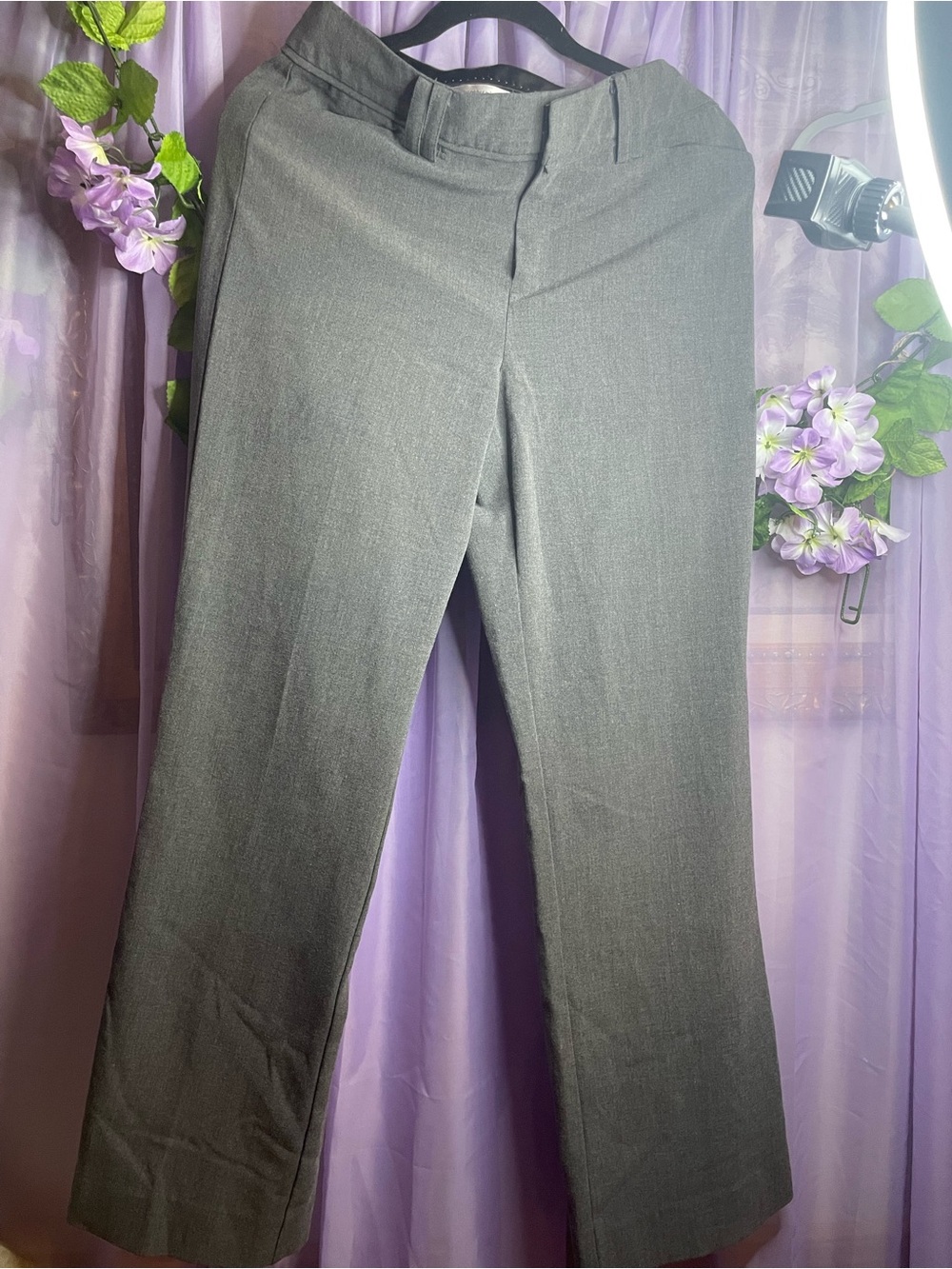 Women Classic Straight Dress Pants - Charcoal Gray